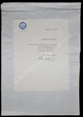 Lettera di auguri di Beniamino Gigli a Valeria Moriconi